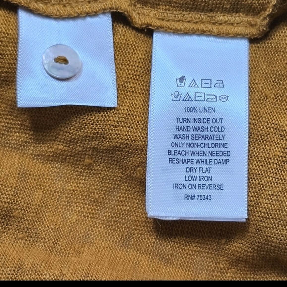 Adrienne Vittadini 100% Linen  Large Mustard Yellow Pull Over Oversized Sweater - Picture 10 of 12